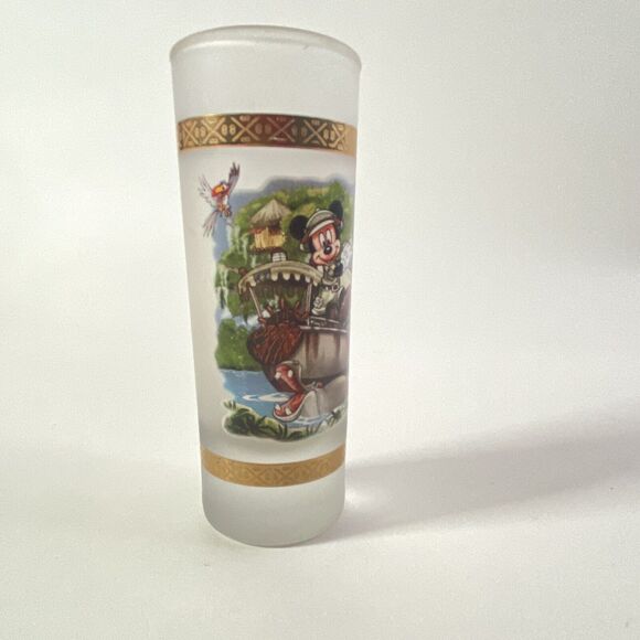 Disney Tall Frosted SHOT GLASS Parks Magic Kingdom Mickey Mouse Jungle Cruise - Picture 4 of 7